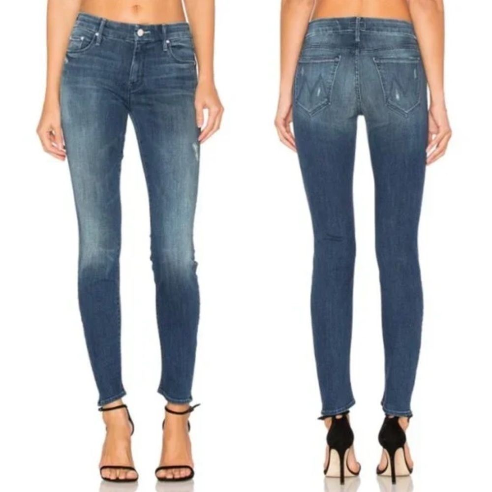 MOTHER‎ The Looker Dark Grafitti Distressed Jeans